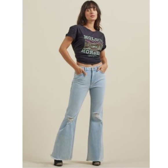 Wrangler Denim - Womens Fierce Flare Destructed Jean Flare Knee Jeans